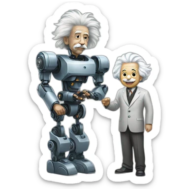 einstein meets a robot sticker