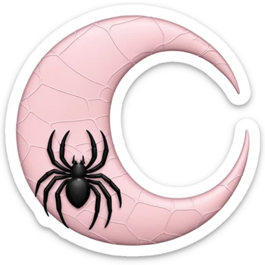 Light pink crescent moon with black spiderweb pattern sticker