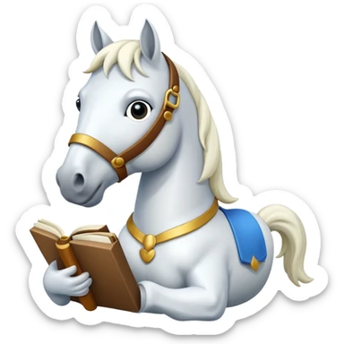 white horse with book sticker