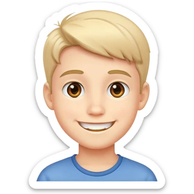 a cute boy with a smile sticker