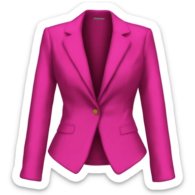 Realistic isolated open hot pink velvet feminine fashion blazer jacket. sticker