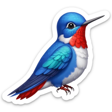 beija-flor como pluma azul e pé vermelho sticker
