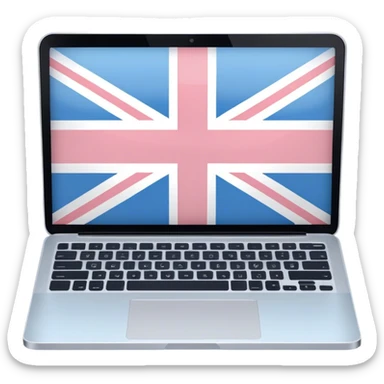pastel laptop on the screen British flag sticker