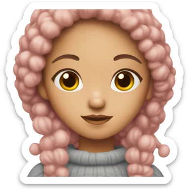 pink christmas cozy girl with brown hair and brown eyes sticker