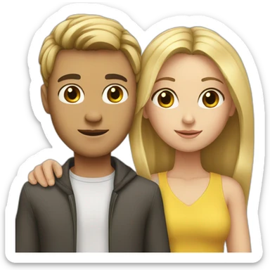 Brunette girl with blonde boy sticker