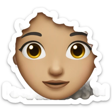 pretty girl with light skin and black curly hair sticker