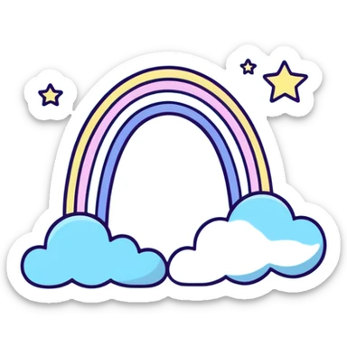 dreamy pastel blue rainbow with stars sticker