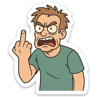 angry face showing middle finger sticker