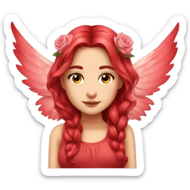 big wings, rose, Beautiful, fairy, red, long hair sticker