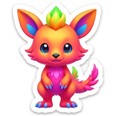 Neon-colored vibrant colorful Cute Fionbri-creature (full body) by Falvie sticker