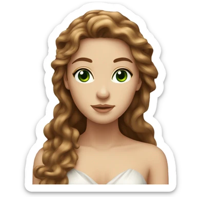 Aphrodite, long brown hair, green eyes, light skin sticker