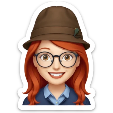 hatted womanwith glasses and long red hair sticker