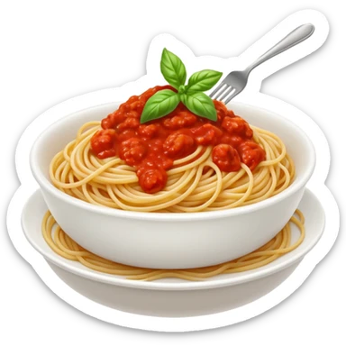 Draw a bowl of spaghetti pasta with tomato sauce & basil garnish. sticker