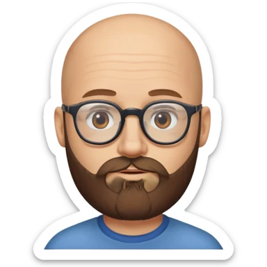 bald guy with glasses with boroda sticker