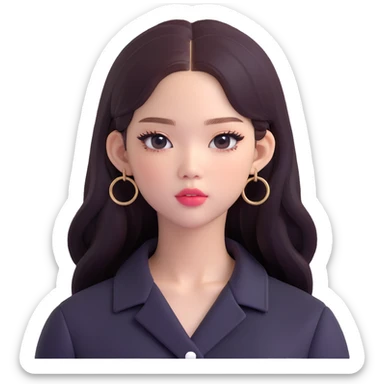 close-up portrait of Jennie from Blackpink, confident and stylish sticker