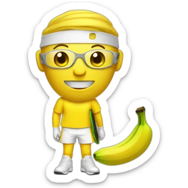 Humanlike Banana in a tennis uniform sticker