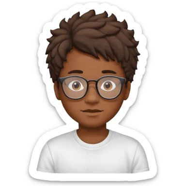 a black boy with a ondulado hair and a white t shirt and lentes  sticker