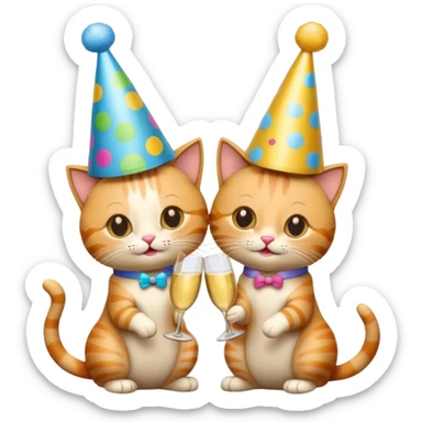 two cats cheers champagne sticker