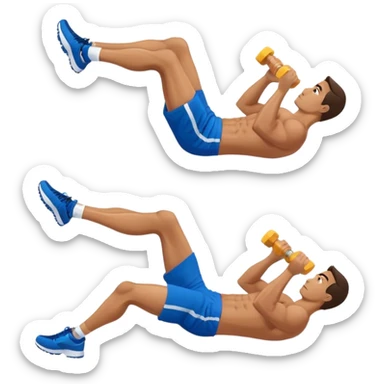 side-view of guy in blue shorts doing decline crunches sticker