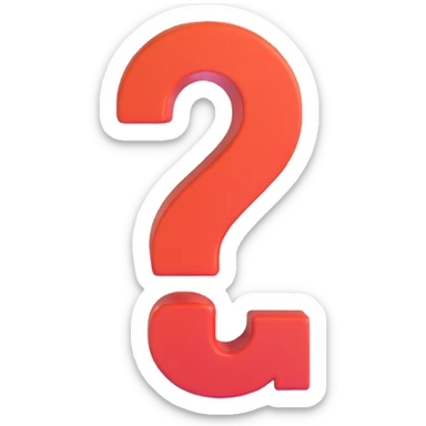 3D emoji style, general form question mark icon, three-dimensional and clean look sticker