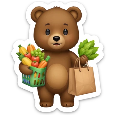 iphone bear emoji with grocery sticker