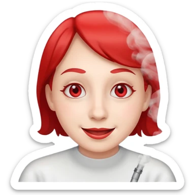 smiling through smoke red squinty eyes sticker