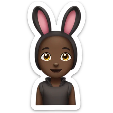 back facing POV, dark skinned, small bunny outfit sticker