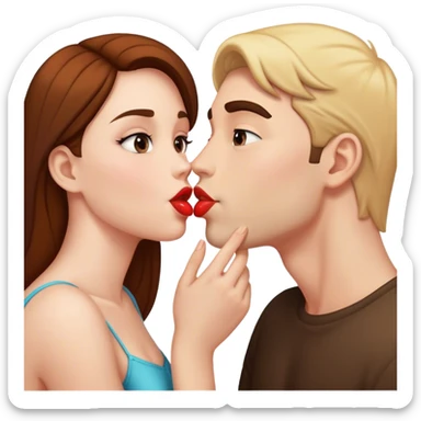 two girls and 1 guy kissing sticker