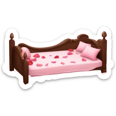 Valentine’s Day bed with rose petals sticker