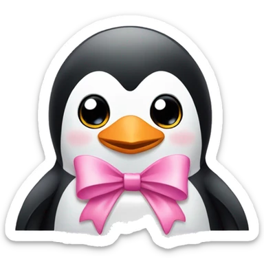 Penguin with pink bow sticker