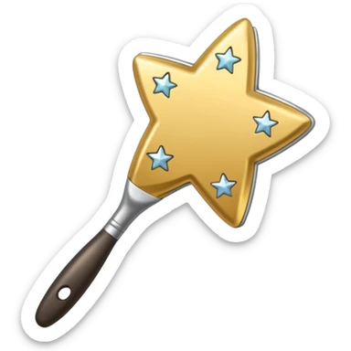 a painting brush with shiny stars sticker
