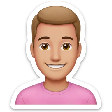 buat cowo malesub memakai baju pink dan tampak tersenyum sticker