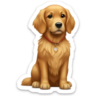 golden retriever with red haired girl sticker