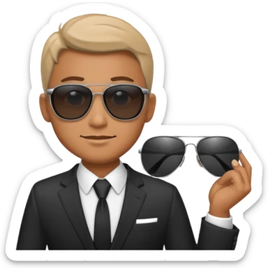 a man with suit and sunglasses sticker