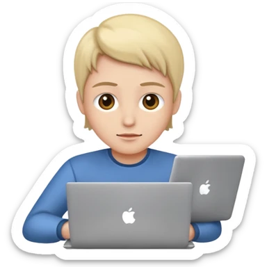 person working working on a laptop facing front sticker