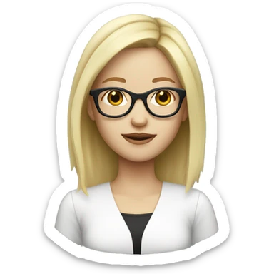 girl with glasses blonde hair and white skin sticker