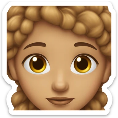 Una chica con ojos almendrados marrones, pelo marrón con tonos pelirrojos, delgada, nariz pequeña, cejas arqueadas y labios normales  sticker