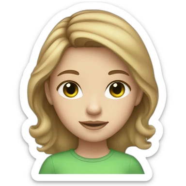 Girl with light brown hair and green eye and light skin sticker
