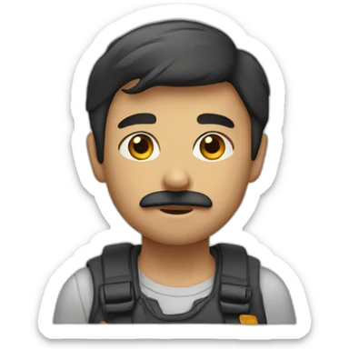 Lean boy with height and small beard and moustache sticker