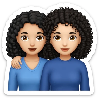2 girl best friends. One who is African american with black hair and dark brown eyes. one who is white with curly dark brown hair and dark brown eyes. sticker