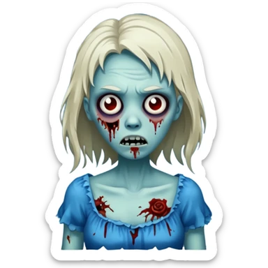 a zombie with blue dress sticker