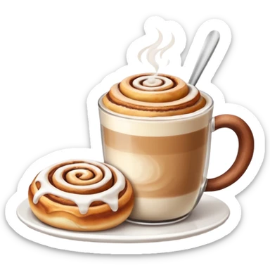 Latte and cinnamon roll sticker