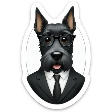 Scottish terrier all black in suit and glasses sticker