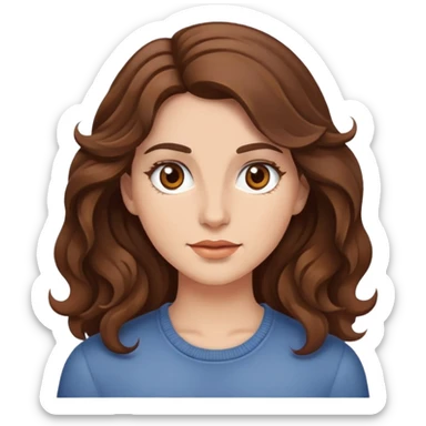 Pelo café ondulado ojos cafés flaca y aperlada sticker