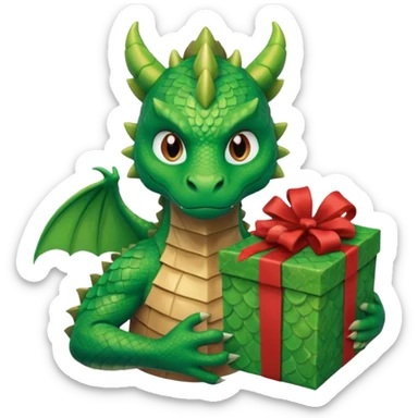 dragon man hold carton box gift sticker