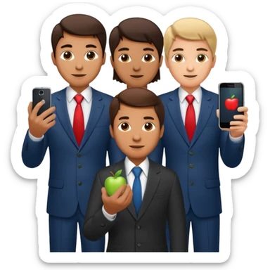 mobile phone man team  with apple logo sticker