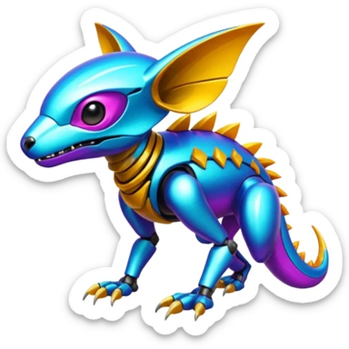  exotic tropical cyber-Protogen-Fakémon-Vernid-creature (full body) sticker