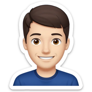 Jay from Kubz Scouts, YouTuber with dark brown hair, navy blue shirt sticker