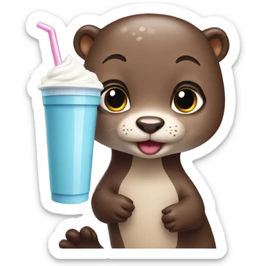 Girl otter with milk shake  sticker
