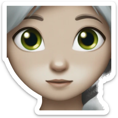 blue eyes grey kitten and brown hair green eyes girl hugs sticker